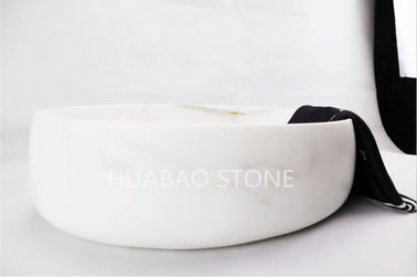 Calacatta Raised Sink Bowl Smooth Honed Finish Easy Installation Unique Hand Crafted
