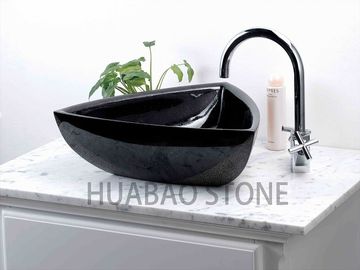 Luxious Stone Bathroom Sink Surface Honed Treatment Plain White Round Shape