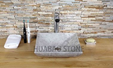 Calacatta Stone Vessel Sinks VB-527 Smooth Solid Surface Floating Free Standing
