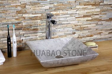 Calacatta Stone Vessel Sinks VB-527 Smooth Solid Surface Floating Free Standing
