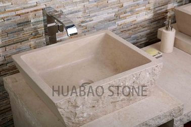 Marble Square Bathroom Wash Stone Sink Basin Eygptian Yellow Beige