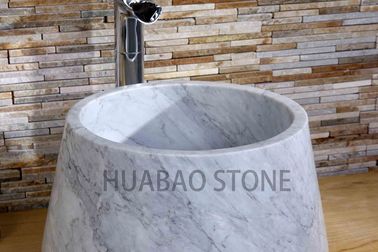 Bianco Carrara White Stone Sink Basin Integrated Easy Maintenance Hand Carved