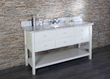 White Carrara Custom Bathroom Vanity Tops Sleek Modern Design Stain Resistant