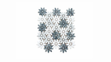 Hexagon Mosaic Border Tiles Smooth Surface Natural Stone Marble For Bathrooms