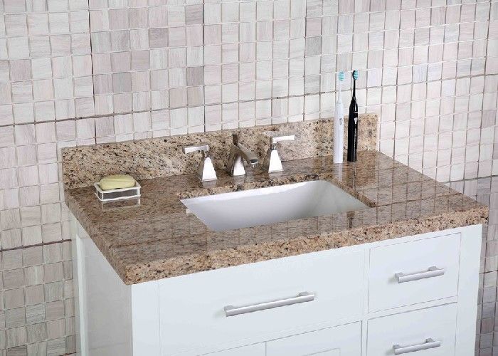 37 Inch Vanity Sink Tops , Granite Bathroom Countertops 3 Faucet Hole 4 Tailgate